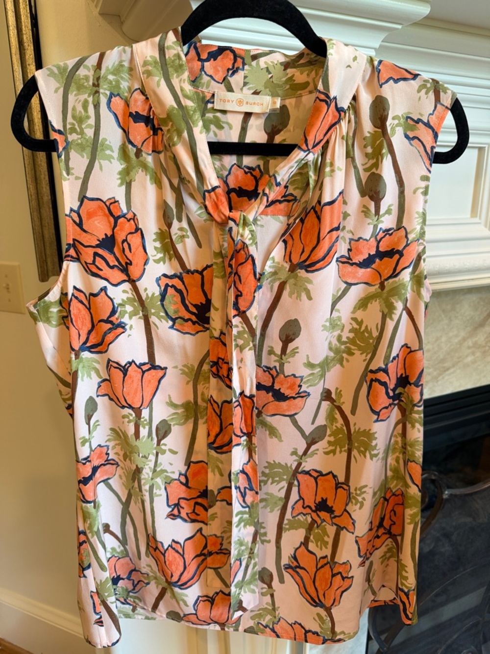 Tory Burch Pink Floral Tie-Neck Sleeveless Camisole